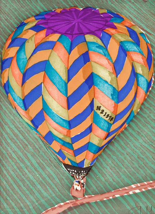 Computer art print of Hot Air Balloon, created in 1983 with an HP computer and pen plotter.