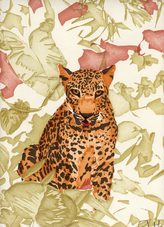 Computer art print of Leopard, created in 1983 with an HP computer and pen plotter.