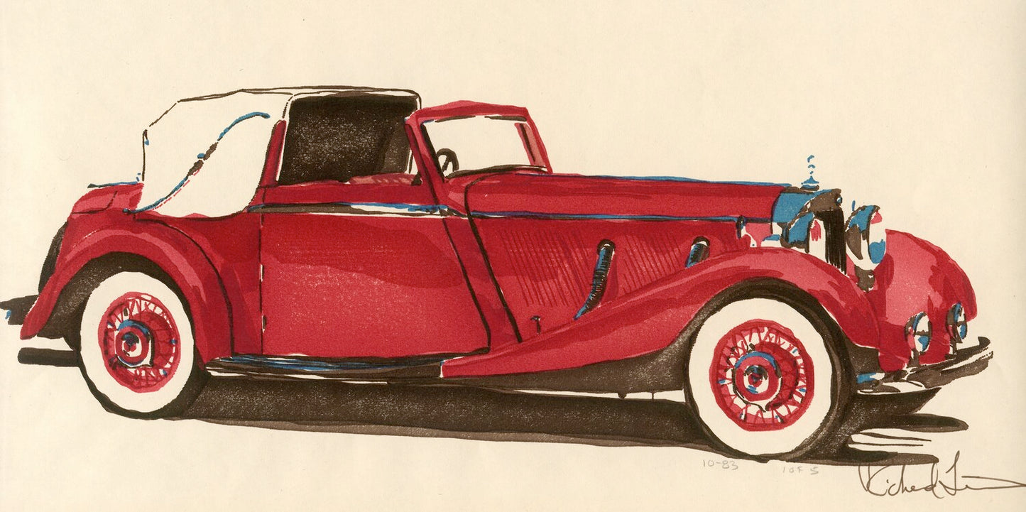 Computer art print of Mercedes, created in 1983 with an HP computer and pen plotter.