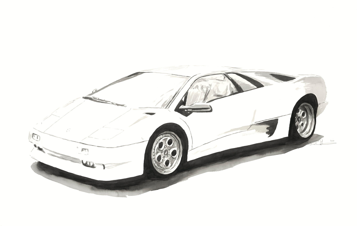 Lamborghini Diablo Watercolor Painting