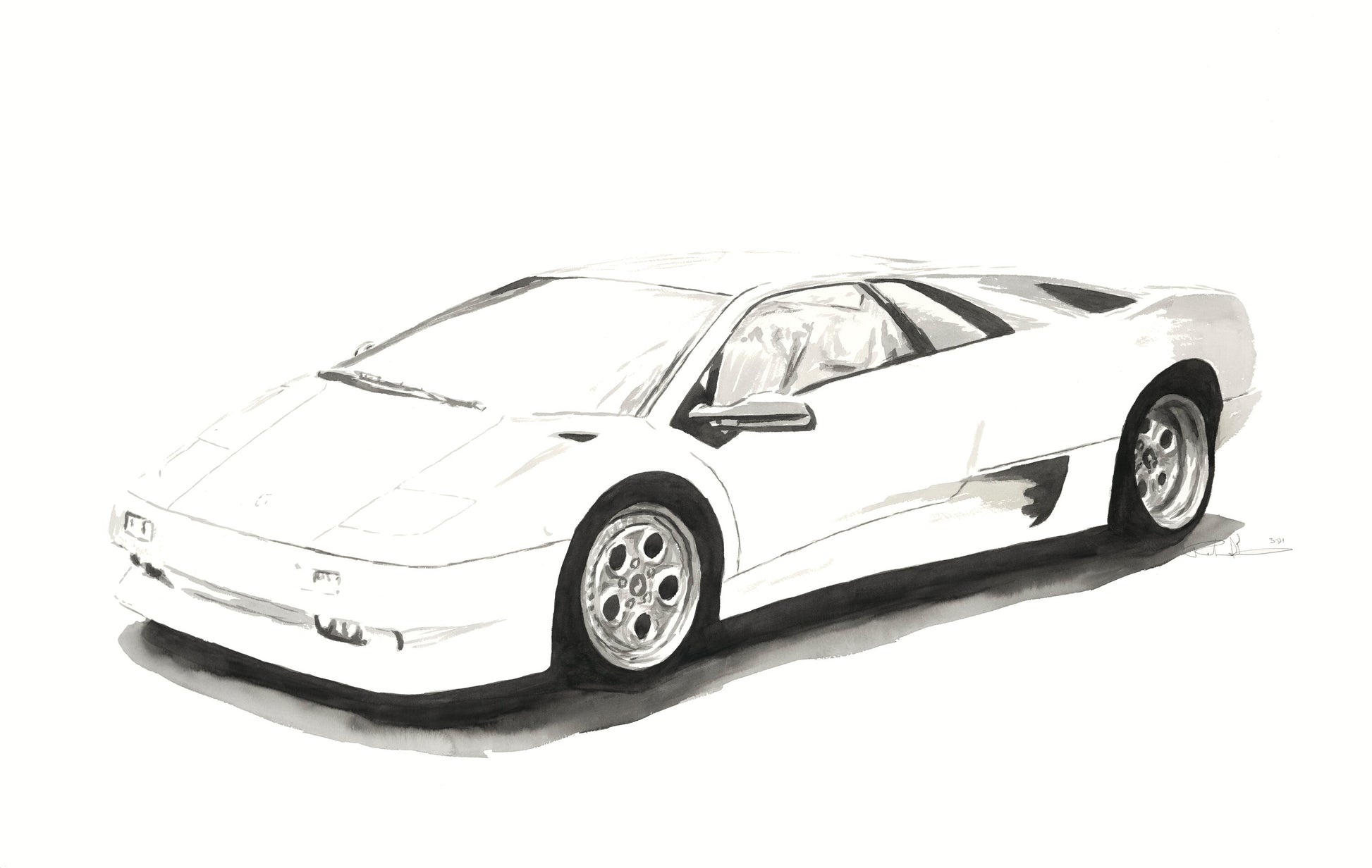 Lamborghini Diablo Watercolor Painting