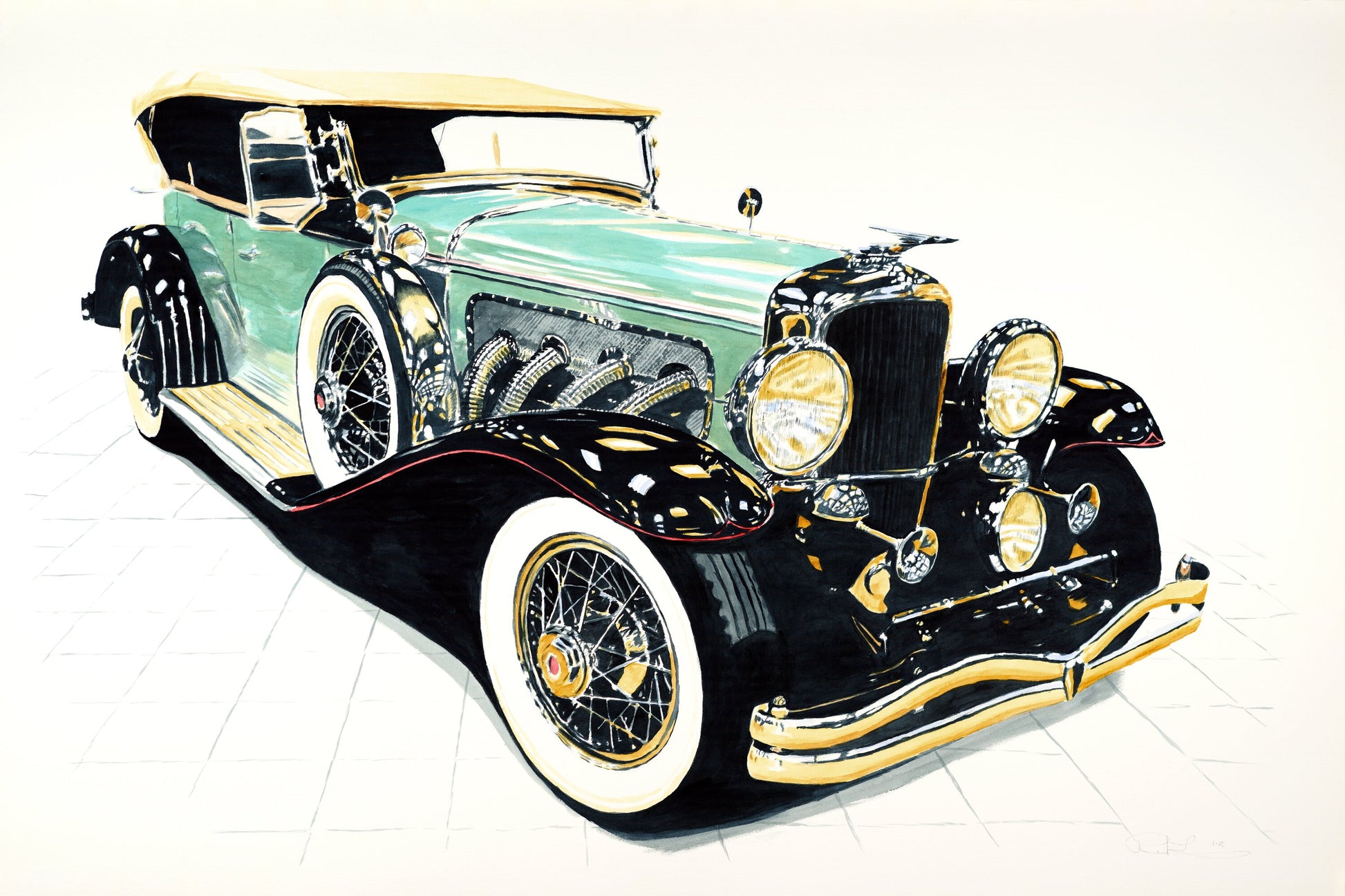 Duesenberg Model J Watercolor Painting